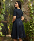 Blue Mock Buttoned Linen Dress